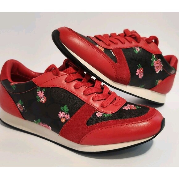 Coach Shoes - Coach Rebecca II Signature Logo Red and Black Floral Athletic Shoes 7.5 GREAT!